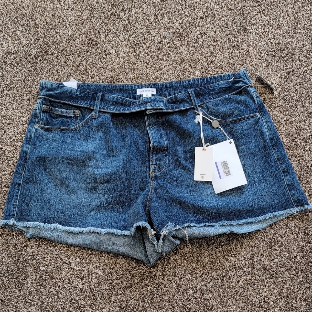 Good American Denim Shorts The Cutt Off Fold Over Waist NEW Plus Size 20